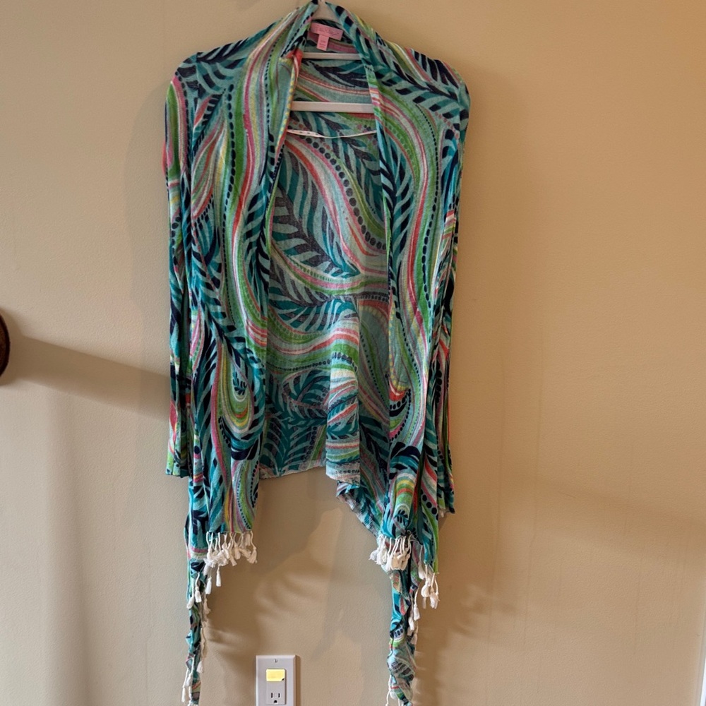 Lilly Pulitzer Multicolor Open-Front Fringe Cardigan